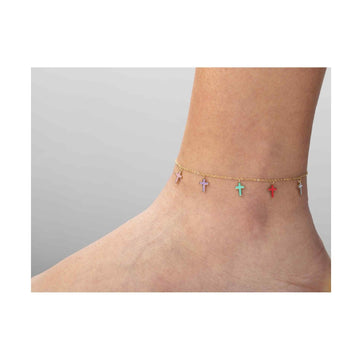 Rainbow Cross Anklet
